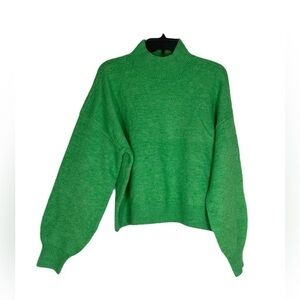 NEW CALVIN KLEIN Mock Neck Roomy Long Sleeve Green Sweater Size XL NWT